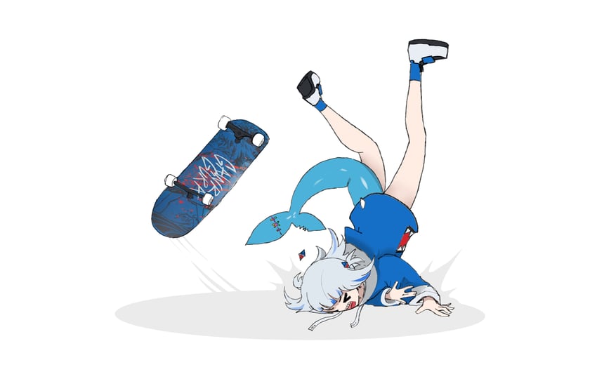 gawr gura (hololive and 1 more) drawn by advarcher and omocat