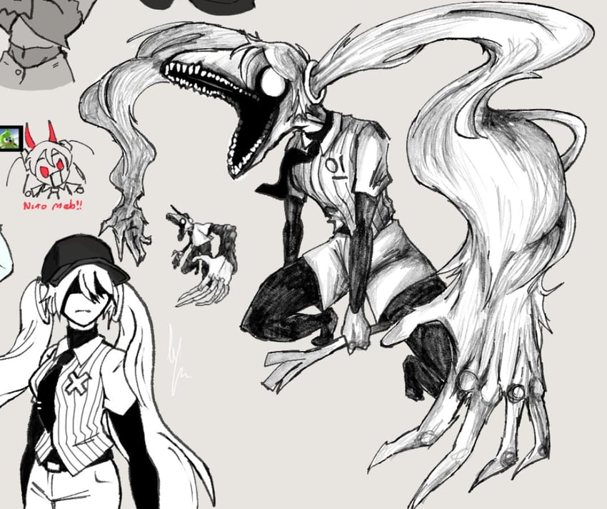 hatsune miku, the batter, and bad batter (vocaloid and 1 more) drawn by le_cherlok