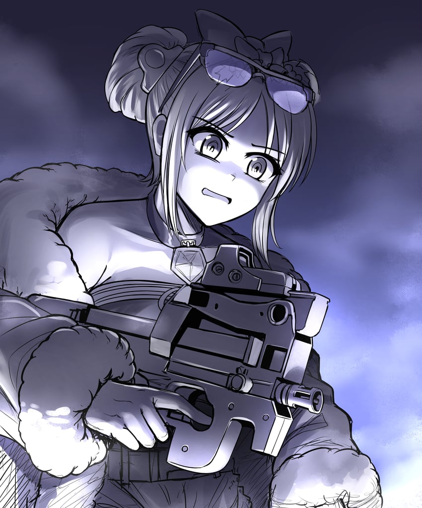 p90 (girls' frontline and 1 more) drawn by senpaihawkkun