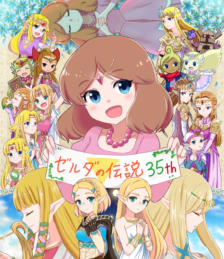 link, princess zelda, toon zelda, tetra, young zelda, and 2 more (the legend of zelda and 16 more) drawn by sn_(negi326)