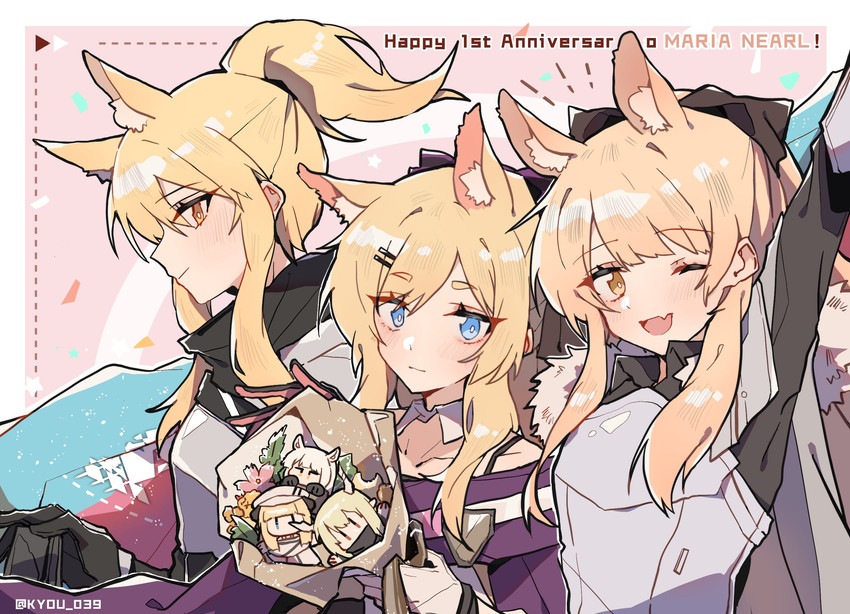 platinum, nearl, whislash, blemishine, shining, and 1 more (arknights) drawn by kyou_039
