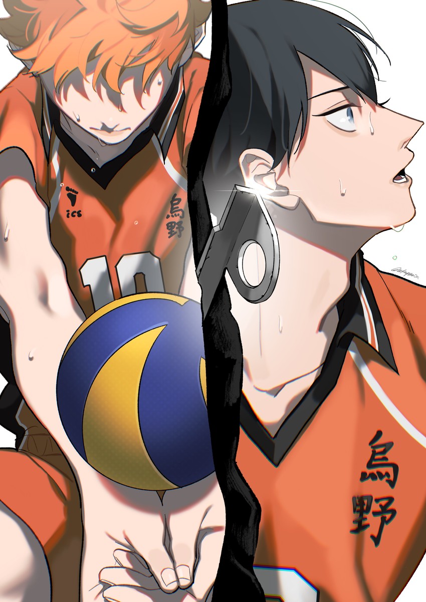 hinata shouyou and kageyama tobio (haikyuu!!) drawn by mix_(wkupmix)