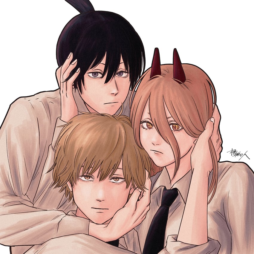 power, denji, and hayakawa aki (chainsaw man) drawn by nenashibito
