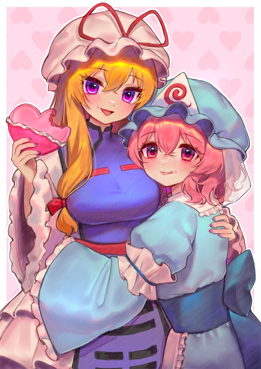 yakumo yukari and saigyouji yuyuko (touhou) drawn by qiu_ju
