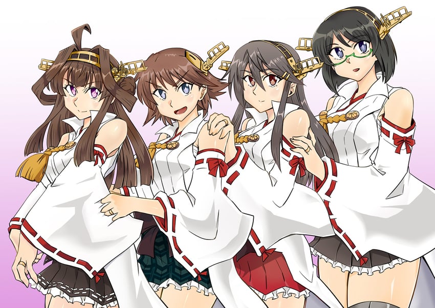 kongou, haruna, hiei, kirishima, kongou kai ni, and 3 more (kantai collection) drawn by ando_teitoku