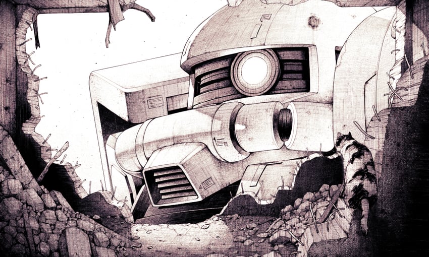zaku ii and zaku ii f/j (gundam and 1 more) drawn by takagi_shuei