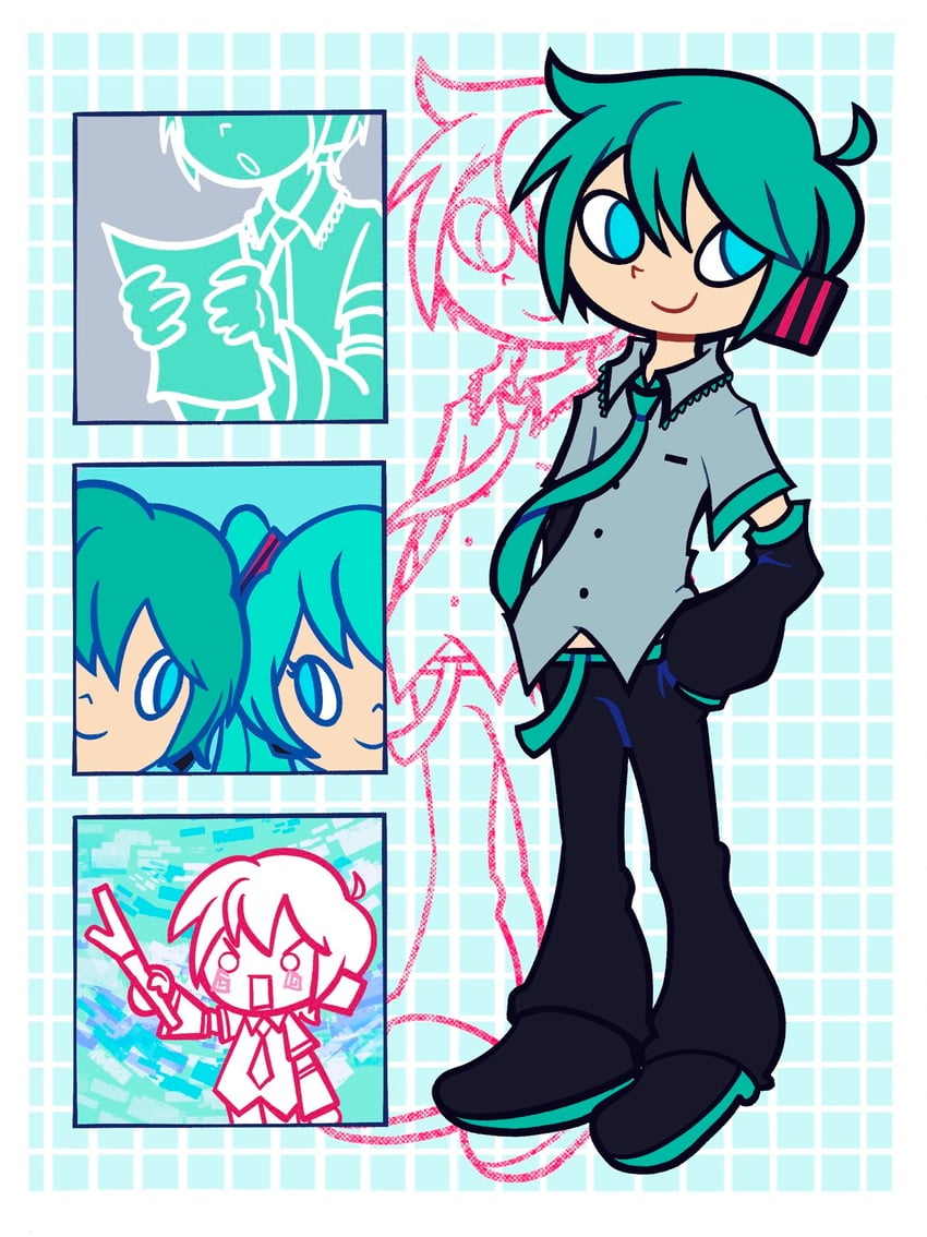 hatsune miku, hachune miku, and hatsune mikuo (vocaloid and 2 more) drawn by sayonarabyebye