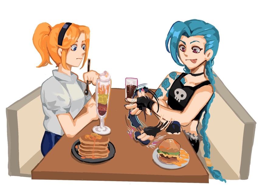 jinx, lux, and arcane jinx (league of legends and 1 more) drawn by kid_sppinarl