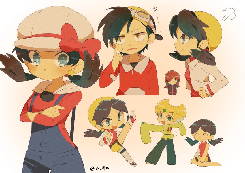 ethan, silver, kris, and emerald (pokemon and 1 more) drawn by tokuura