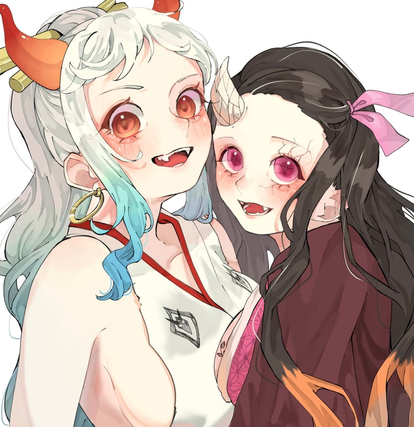 kamado nezuko and yamato (one piece and 1 more) drawn by u_mi031