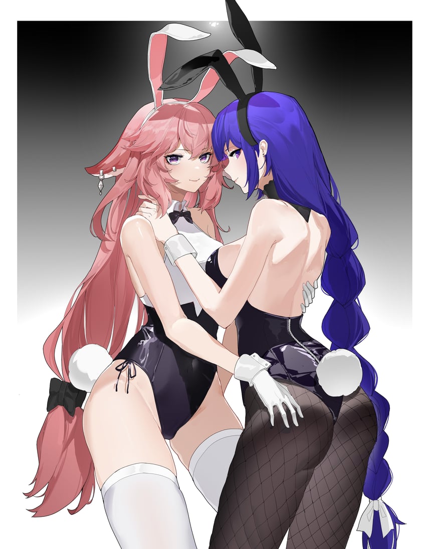 raiden shogun and yae miko (genshin impact) drawn by miqilinfeizainie