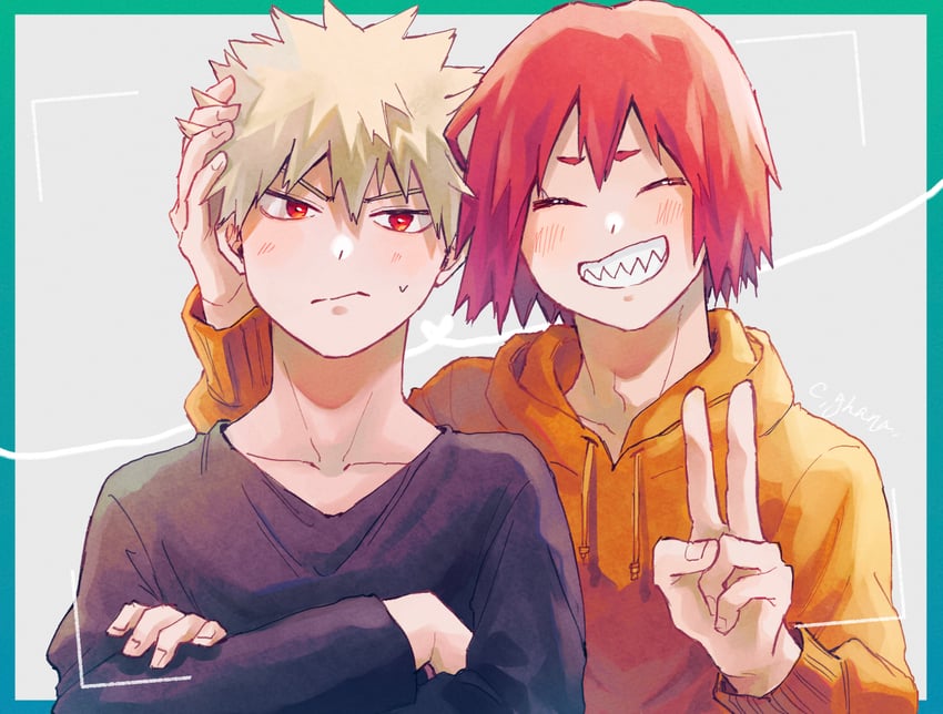 bakugou katsuki and kirishima eijiro (boku no hero academia) drawn by adcalcium
