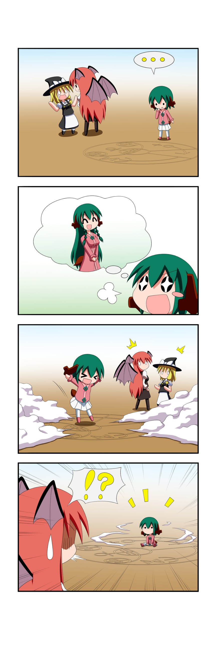 kirisame marisa, koakuma, and kasodani kyouko (touhou) drawn by rakugaki-biyori