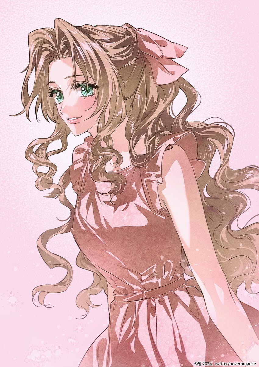 aerith gainsborough (final fantasy and 2 more) drawn by neveromance
