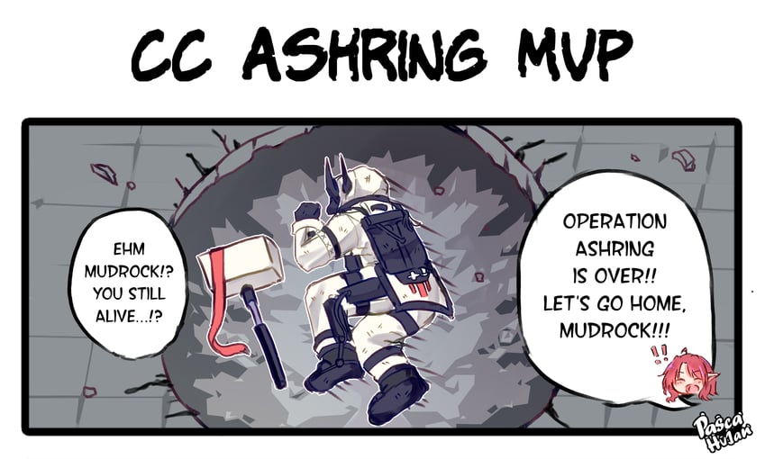 mudrock and myrtle (arknights and 1 more) drawn by pascahujan