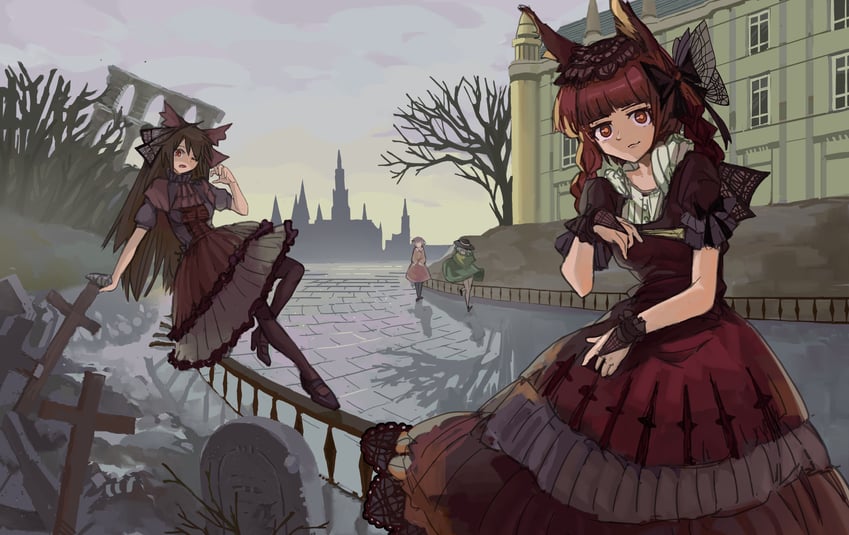 komeiji koishi, komeiji satori, kaenbyou rin, and reiuji utsuho (touhou and 1 more) drawn by caris_06