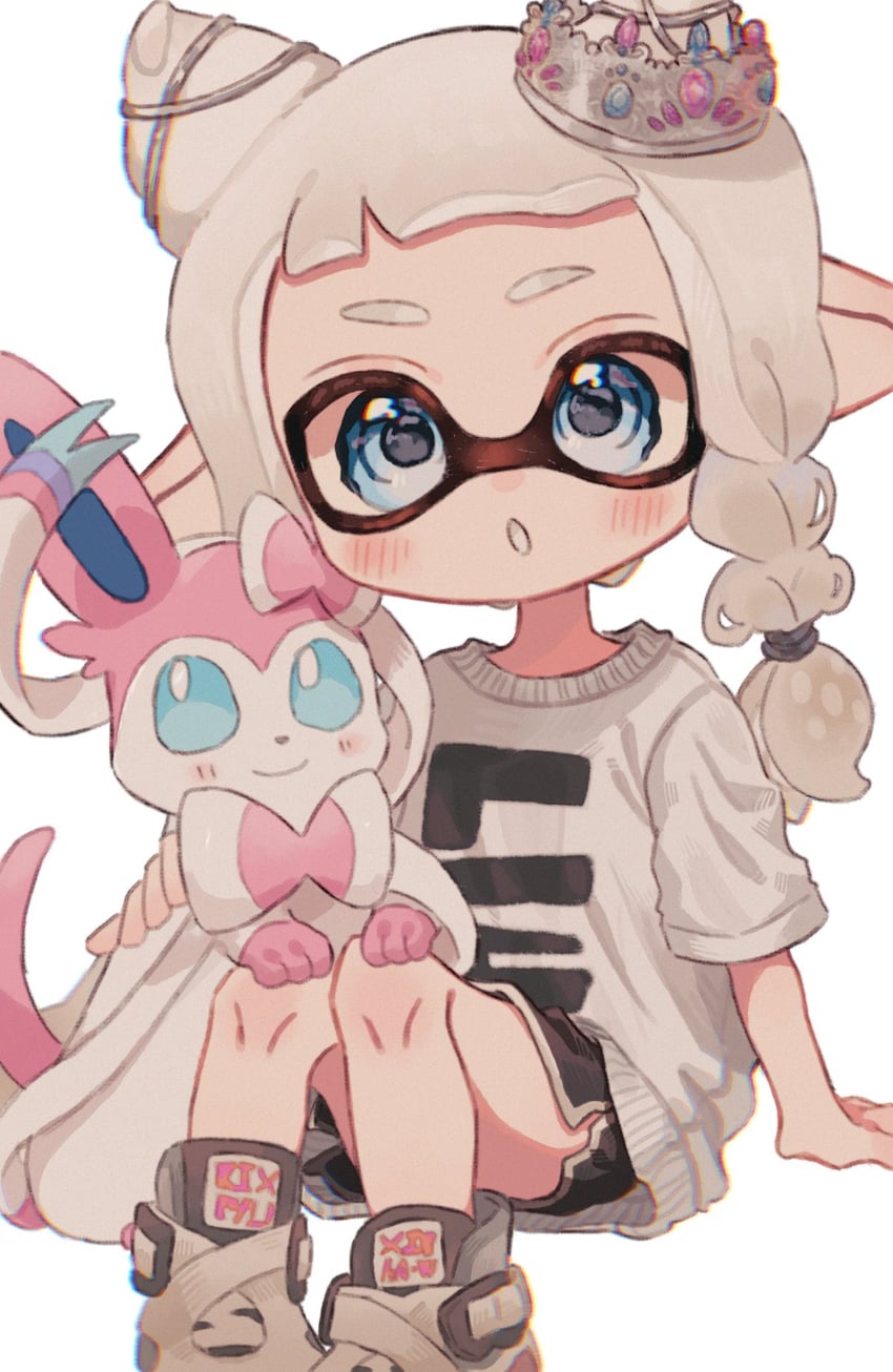 inkling player character, inkling girl, and sylveon (pokemon and 2 more) drawn by ochocho2828