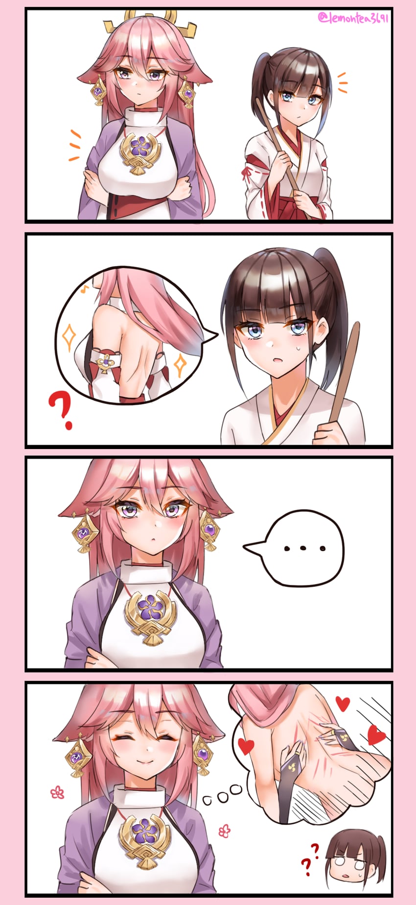 raiden shogun and yae miko (genshin impact) drawn by lemon_t