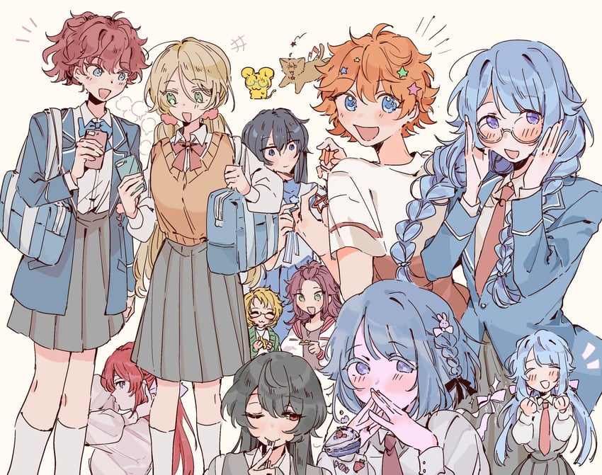 sakuma ritsu, shino hajime, amagi hiiro, shiratori aira, isara mao, and 4 more (ensemble stars!) drawn by c_np
