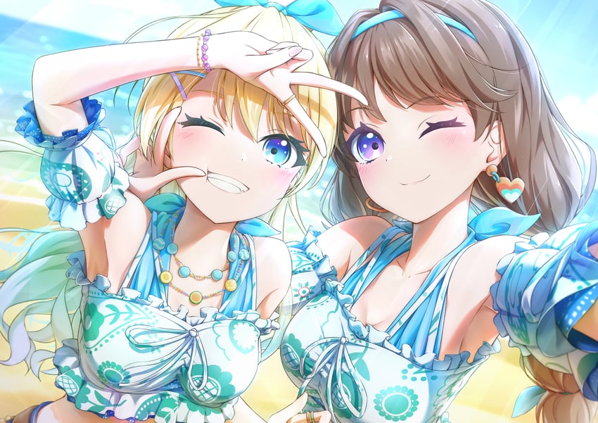 fujishima megumi and osawa rurino (love live! and 1 more) drawn by prbili