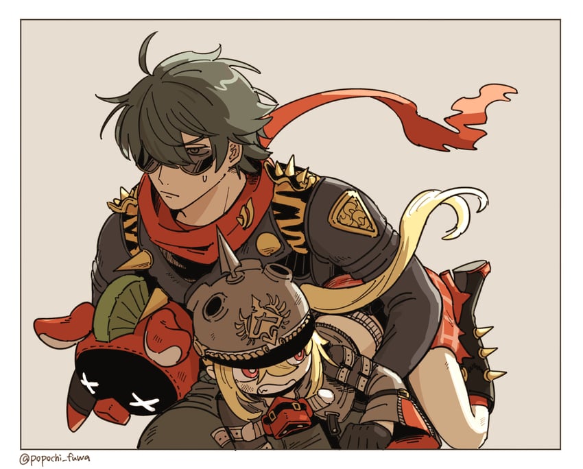 luciana de montefio, lighter, and red moccus (zenless zone zero) drawn by popochi_fuwa