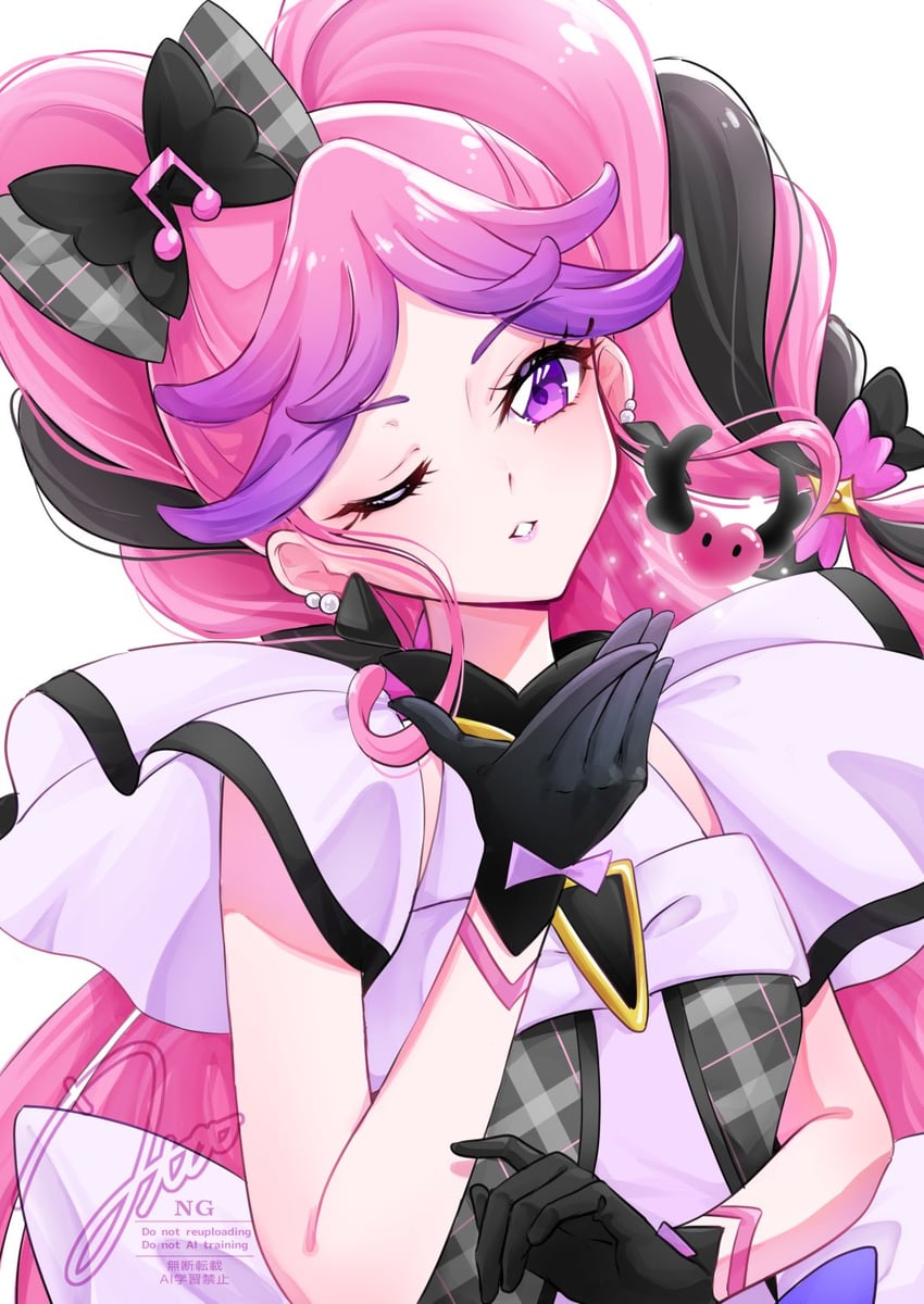 cure kiss and meroron (precure and 1 more) drawn by uta_(yagashiro25)