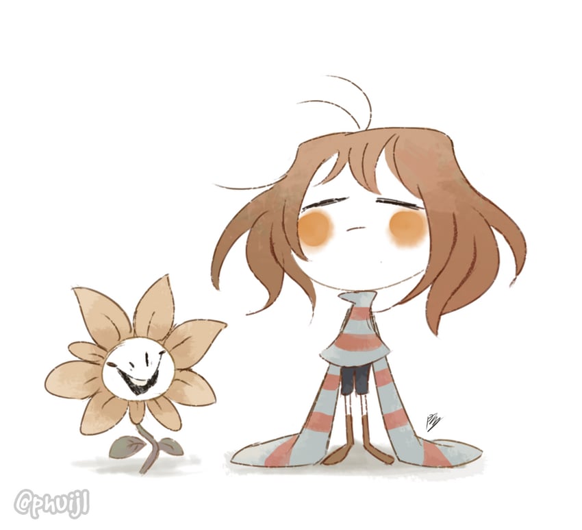 frisk and flowey (undertale) drawn by phuijl