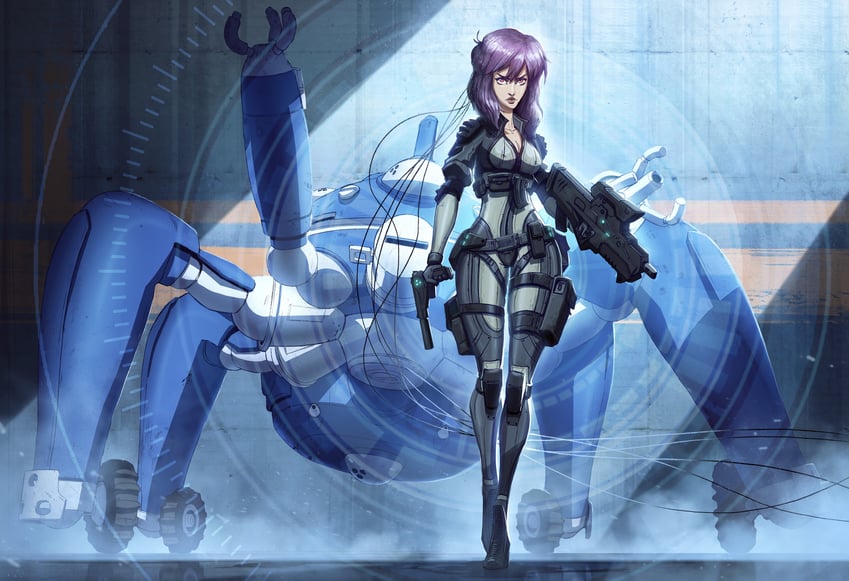 kusanagi motoko and tachikoma (ghost in the shell) drawn by colinsearle