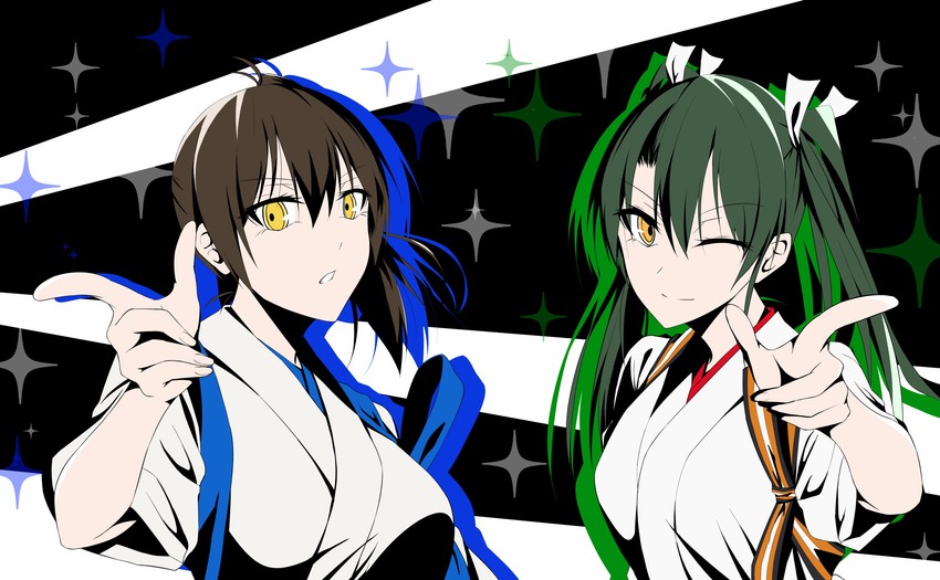 kaga, zuikaku, and zuikaku kai ni (kantai collection) drawn by batacchi_(mashimashi_butter)