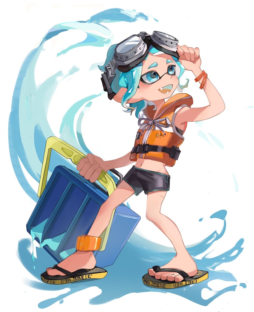 inkling player character and inkling girl (splatoon) drawn by feiguasang