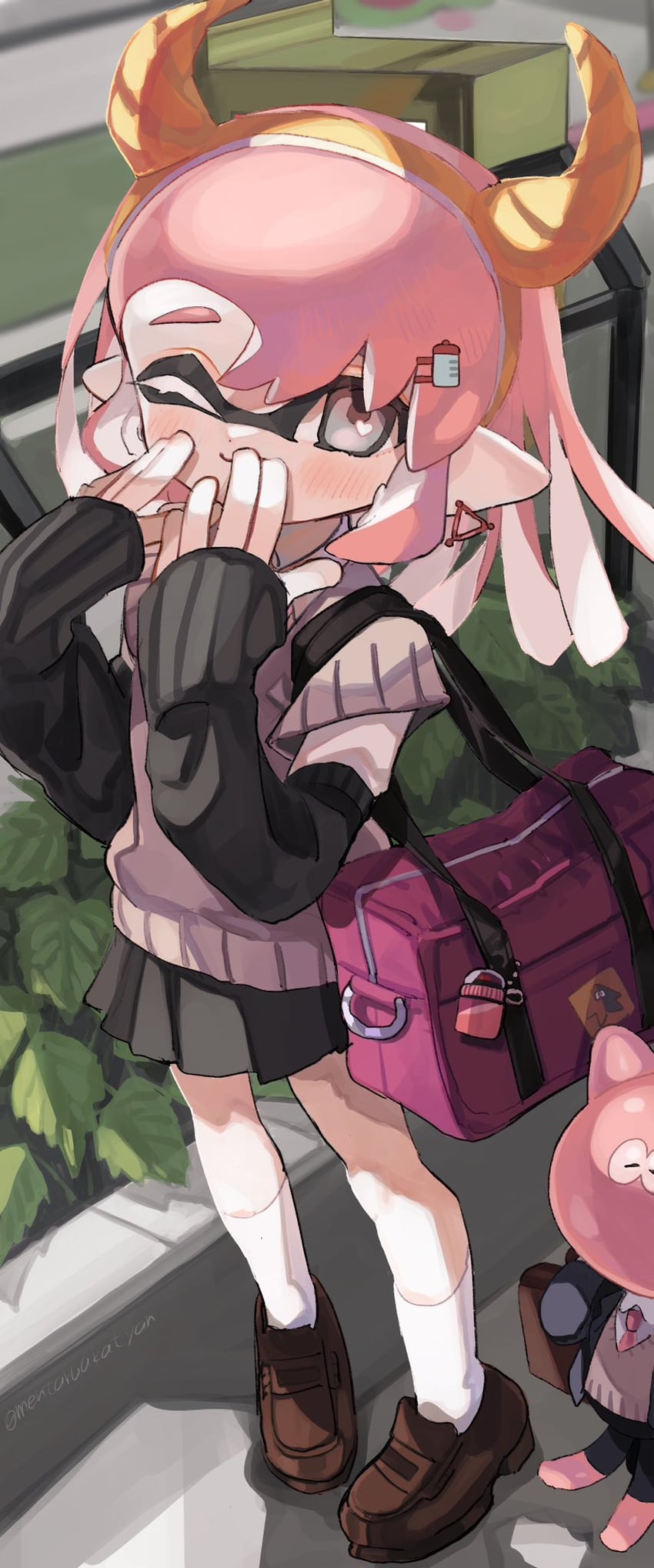 inkling player character, inkling girl, and jellyfish (splatoon) drawn by amezawa_koma