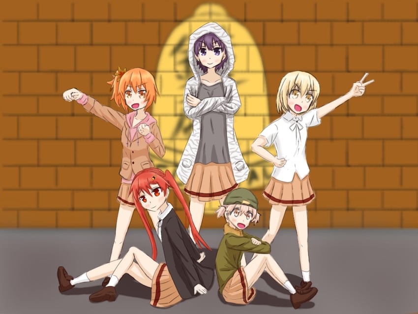 nakasuga emi, yuzumoto hitomi, kita kabayo, shiratori nagisa, and takami yuu (girls und panzer and 1 more) drawn by kan_(pixiv_115318744)
