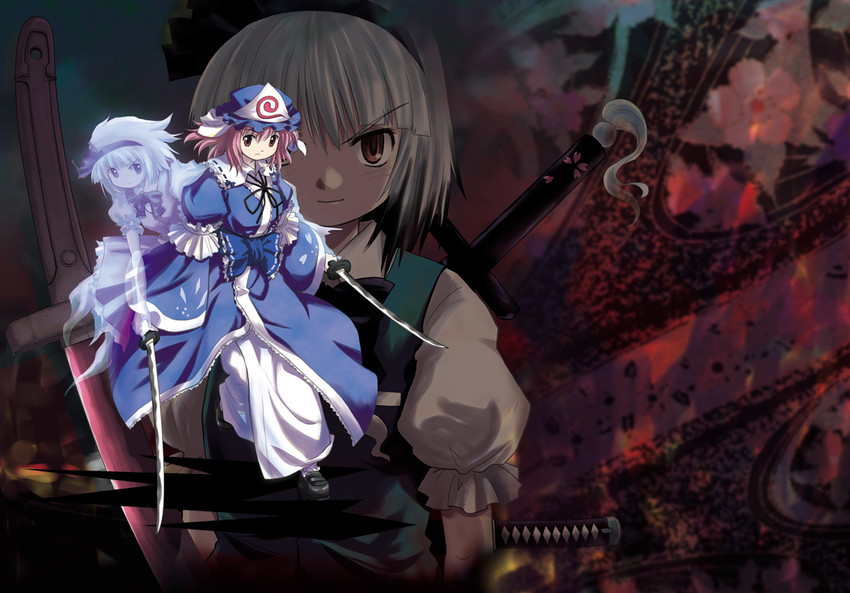 konpaku youmu and saigyouji yuyuko (touhou) drawn by haniwa_(leaf_garden)
