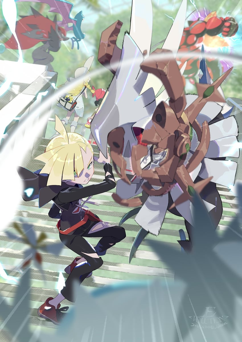 lillie, selene, gladion, zoroark, golbat, and 3 more (pokemon and 1 more) drawn by e_volution
