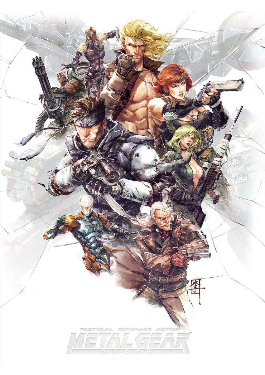 solid snake, revolver ocelot, meryl silverburgh, liquid snake, sniper wolf, and 4 more (metal gear and 1 more) drawn by mar-c!
