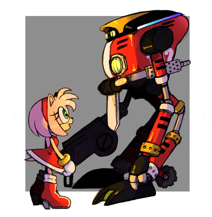 amy rose and e-102 gamma (sonic and 1 more) drawn by hagalaz