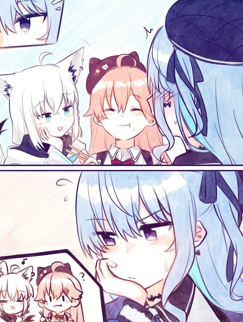 shirakami fubuki, hoshimachi suisei, and sakura miko (hololive) drawn by yumi5469