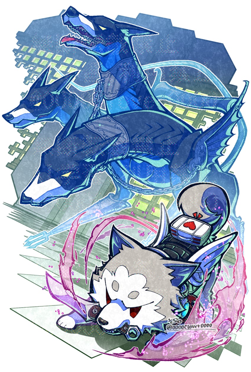 koromaru and cerberus (persona and 1 more) drawn by 04sora40