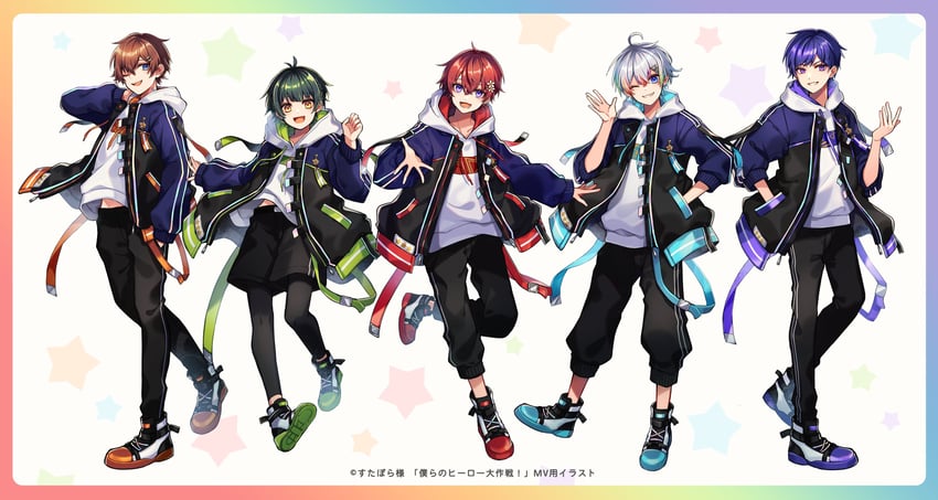 coe., kuni, kottaro, relu, and kisaragi you (starlight polaris) drawn by aononchi