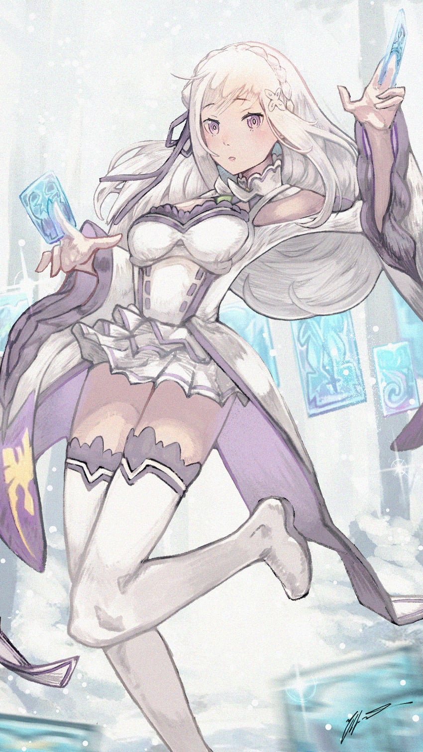 emilia (re:zero kara hajimeru isekai seikatsu) drawn by jjfsantos