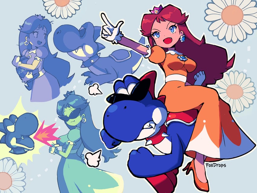 princess daisy and boshi (mario and 2 more) drawn by foxdropsdraws