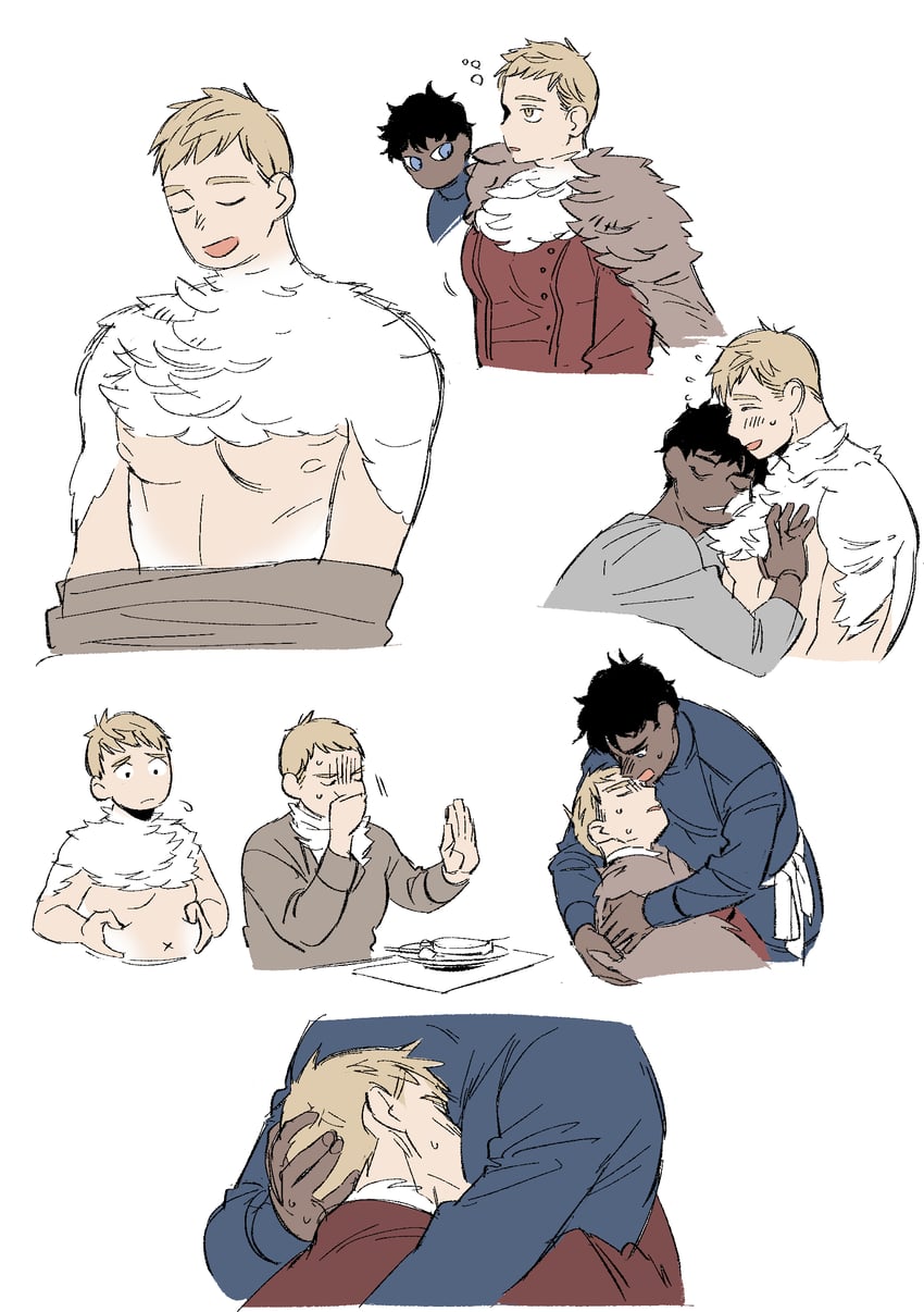 falin touden, laios touden, and kabru (dungeon meshi) drawn by daki_info
