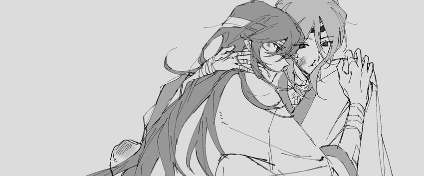 fujiwara no iyozane and taira no fumikado (len'en) drawn by jishixingle1029