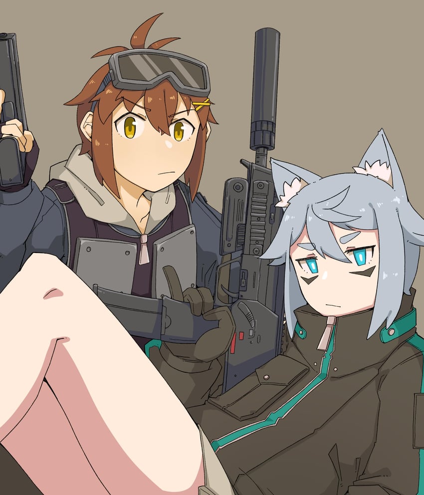 fukana miyu and ookami yuki (original) drawn by kokuya_(kokuya28)