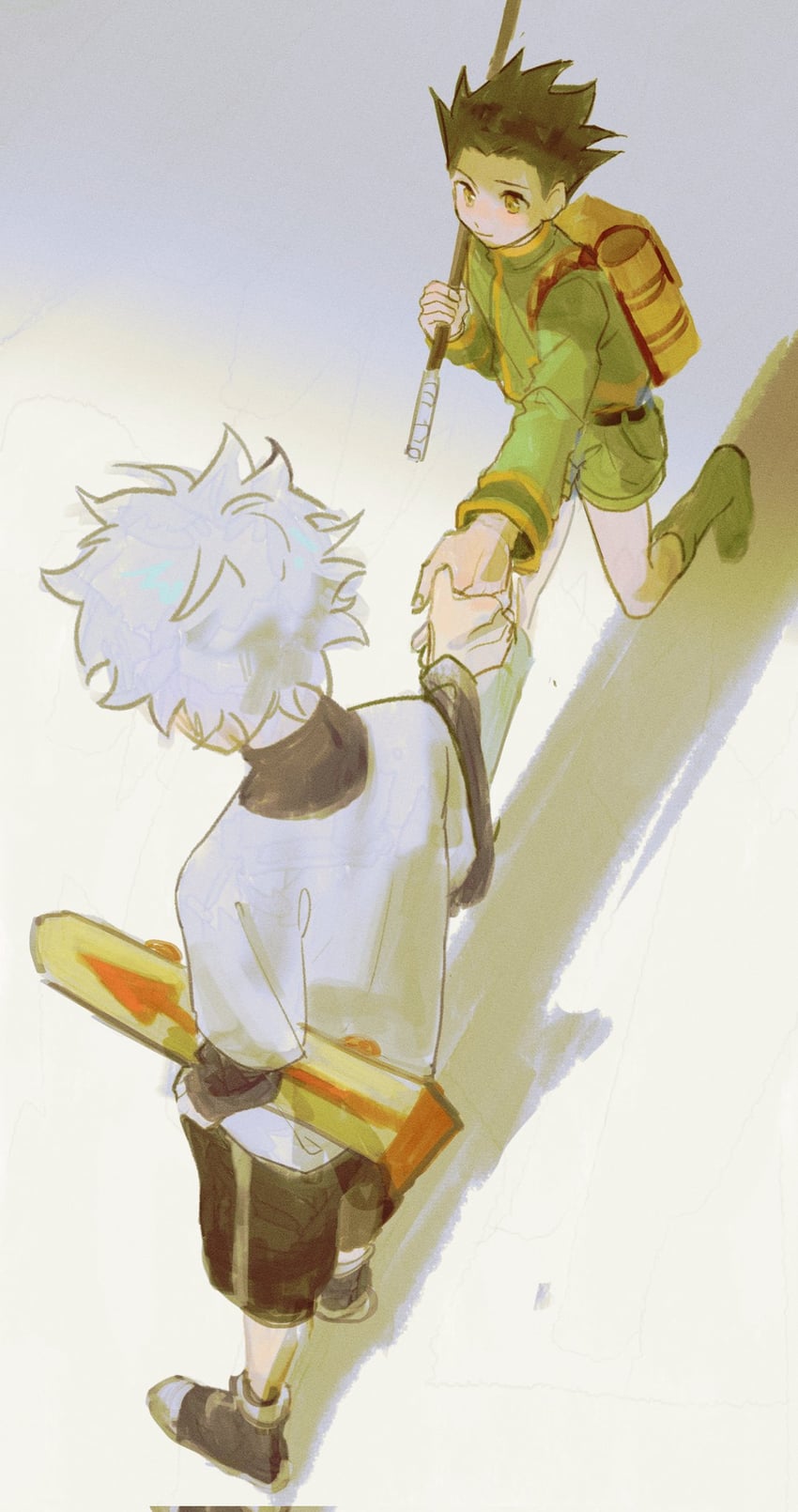 killua zoldyck and gon freecss (hunter x hunter) drawn by yanxy114