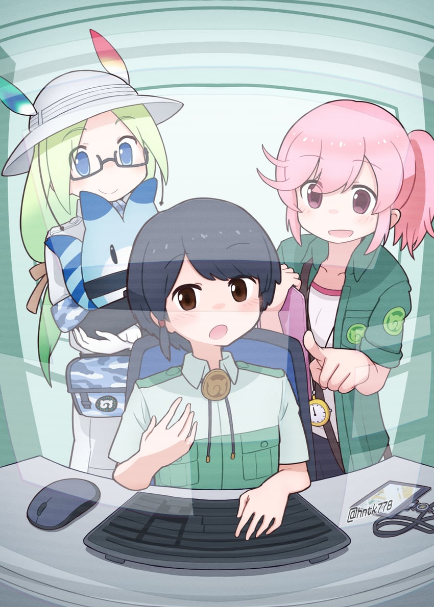lucky beast, captain, mirai, and nana (kemono friends and 1 more) drawn by hntk778
