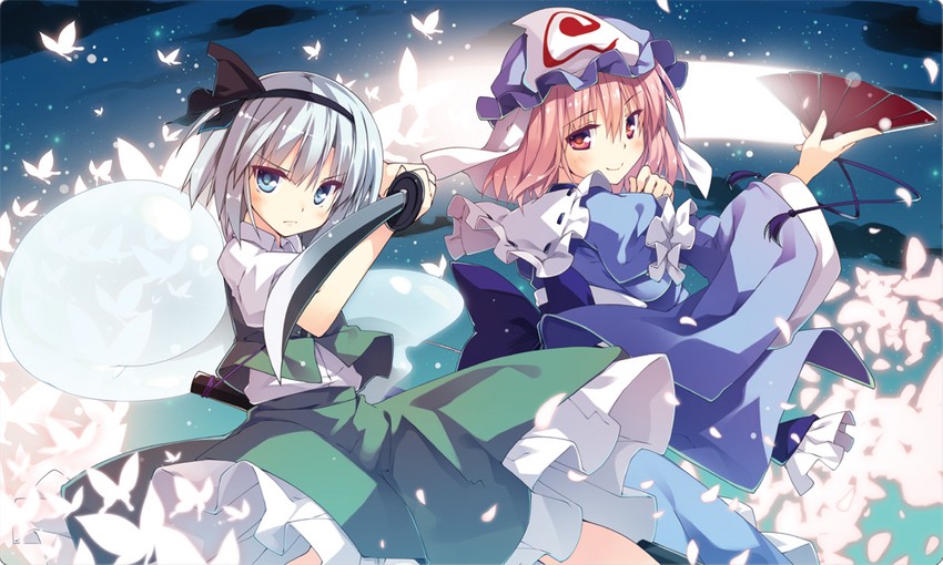 konpaku youmu and saigyouji yuyuko (touhou) drawn by t-ray