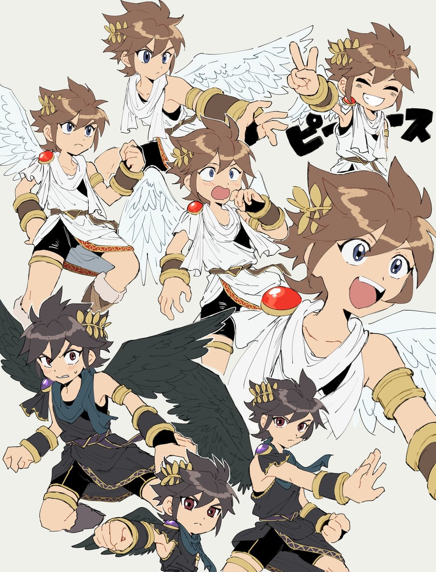 pit and dark pit (kid icarus and 1 more) drawn by shamoya