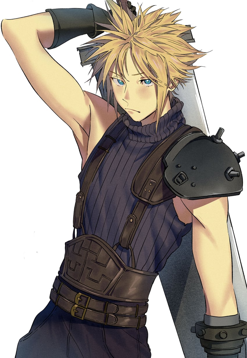cloud strife (final fantasy and 2 more) drawn by shioajiass