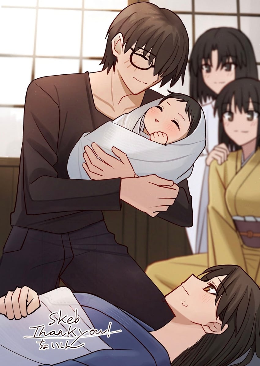 ryougi shiki, void shiki, kokutou mikiya, and ryougi mana (kara no kyoukai) drawn by shintyoi2